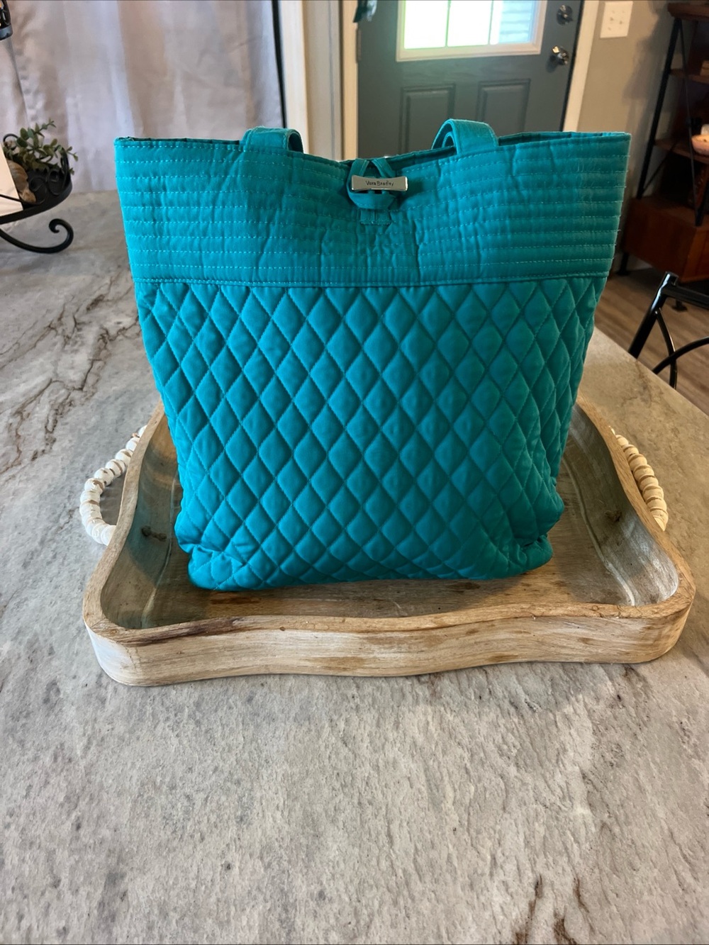 Vera Bradley Teal Quilted Diamond Tote Boho Chic